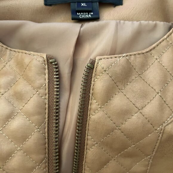 Bagatelle Women's XL Vintage Quilted Faux Leather Jacket Light Brown - Picture 8 of 15